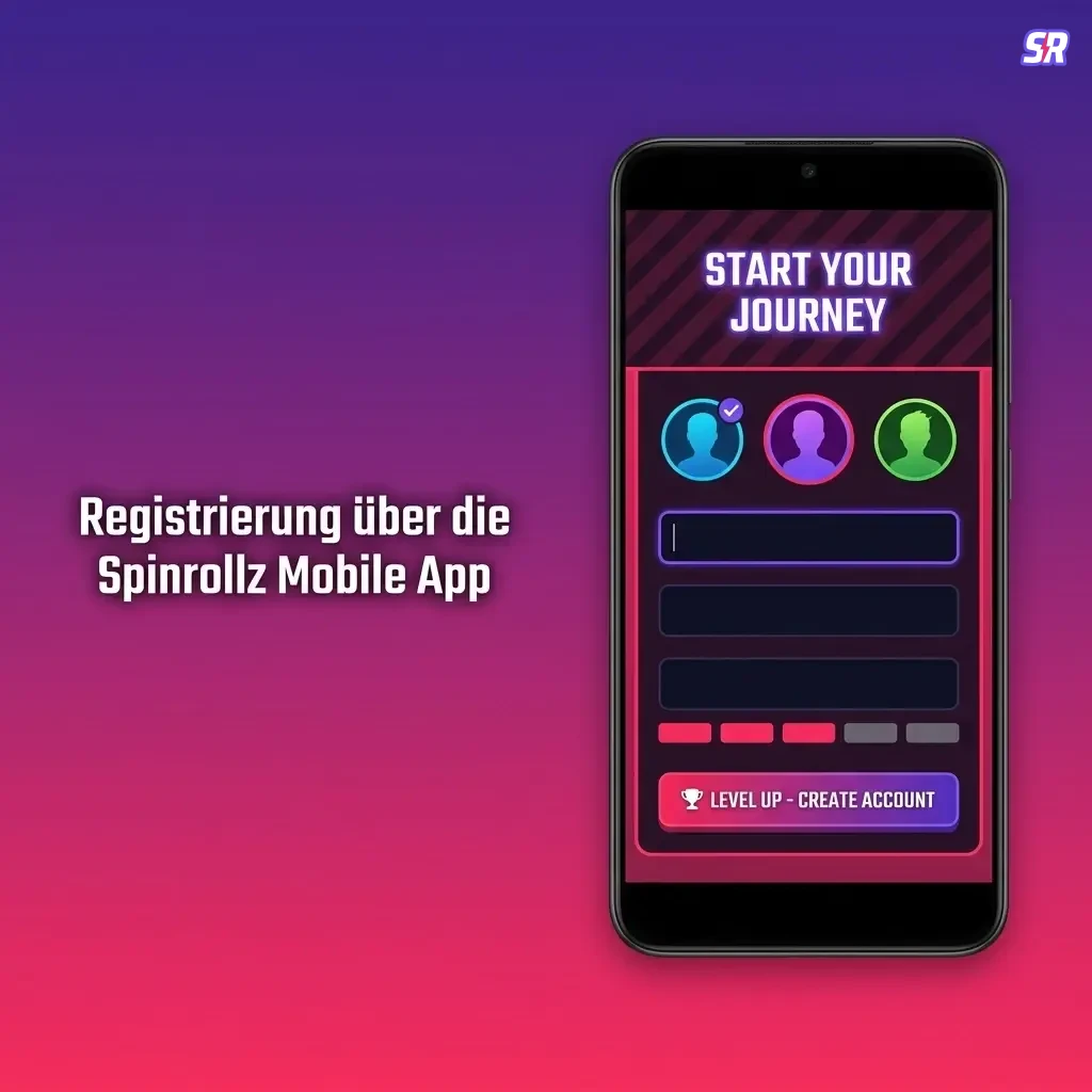 Spinrollz Mobile App Registrierung – Konto auf dem Smartphone erstellen, Schritt-für-Schritt Anleitung.