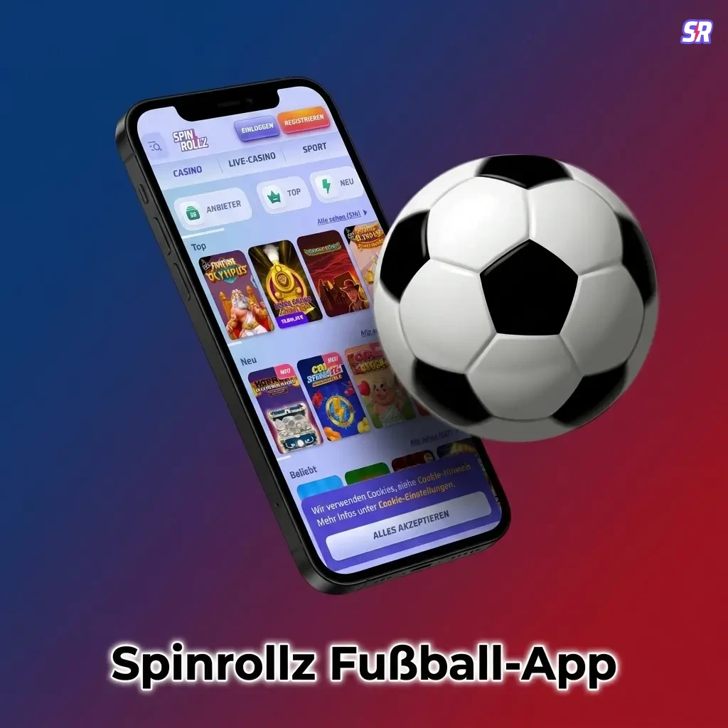 Spinrollz Fußball-App für Android und iOS – Wetten, Einzahlungen und Auszahlungen mobil verfügbar.