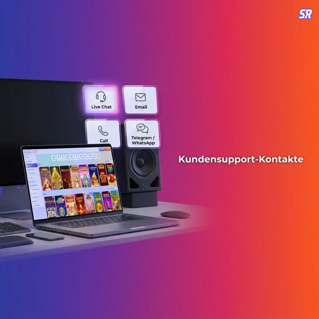 Spinrollz Kundensupport-Kontakte: Live-Chat, E-Mail und Kontaktformular für schnelle Hilfe bei Einzahlungsfragen.