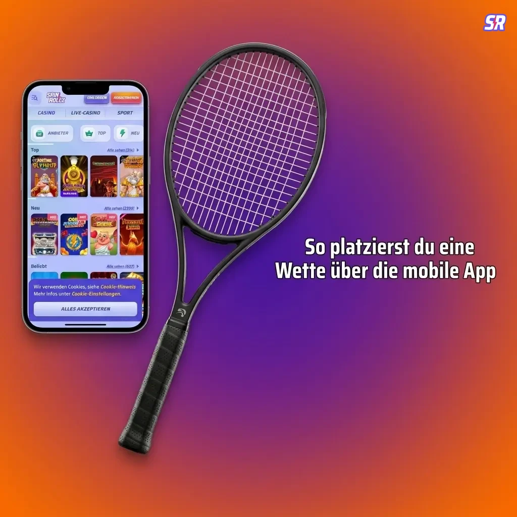 Spinrollz mobile App – Schritt-für-Schritt-Anleitung zum Platzieren einer Sportwette.
