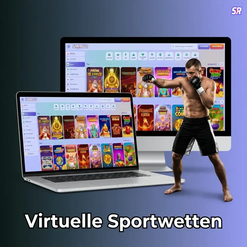 Virtuelle Sportwetten auf Spinrollz: Fußball, Pferderennen, Basketball und Tennis per Zufallsgenerator.