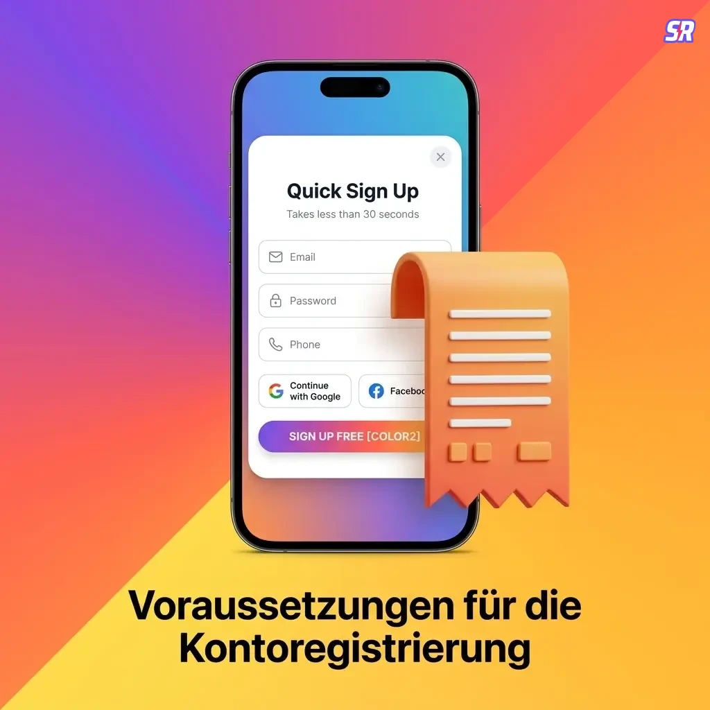 Spinrollz Kontoregistrierung: Voraussetzungen wie Mindestalter 18, Einzelkonto und korrekte Angaben für deutsche Nutzer.