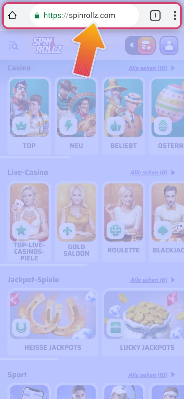 Speichern Sie die offizielle Spinrollz Verknüpfung auf Ihrem Android Startbildschirm.