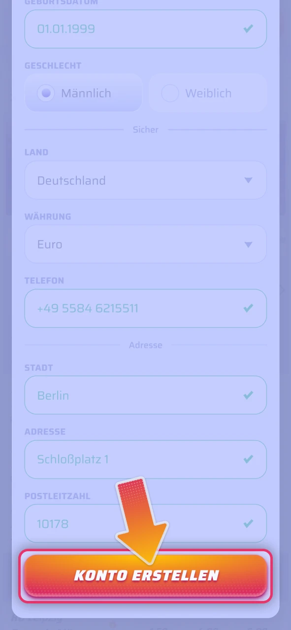 Registrieren Sie sich sicher über die offizielle Spinrollz iOS Web-App.