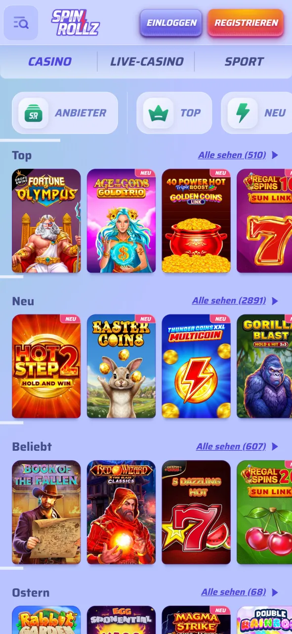 Spielen Sie mobile Slots in der offizielle Spinrollz Web App Anwendung.
