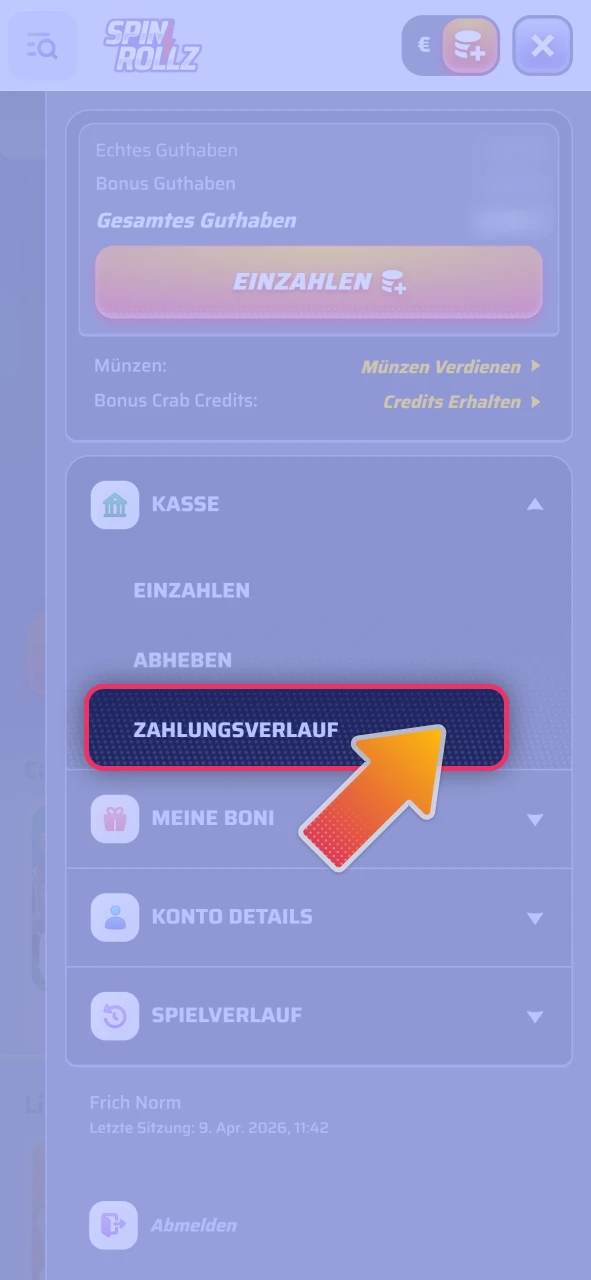 Verfolgen Sie den aktuellen Status Ihrer Auszahlung bei offizielle Spinrollz.