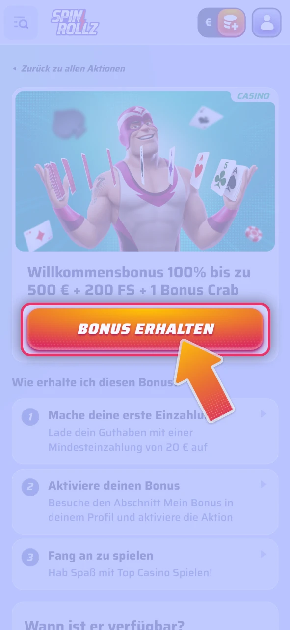 Aktivieren Sie Ihren Casino Willkommensbonus bei der offizielle Spinrollz Anmeldung.