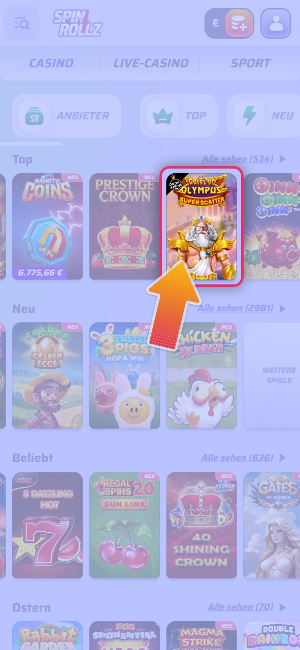 Wählen Sie Ihre Favoriten im großen offizielle Spinrollz Casino Spieleangebot.
