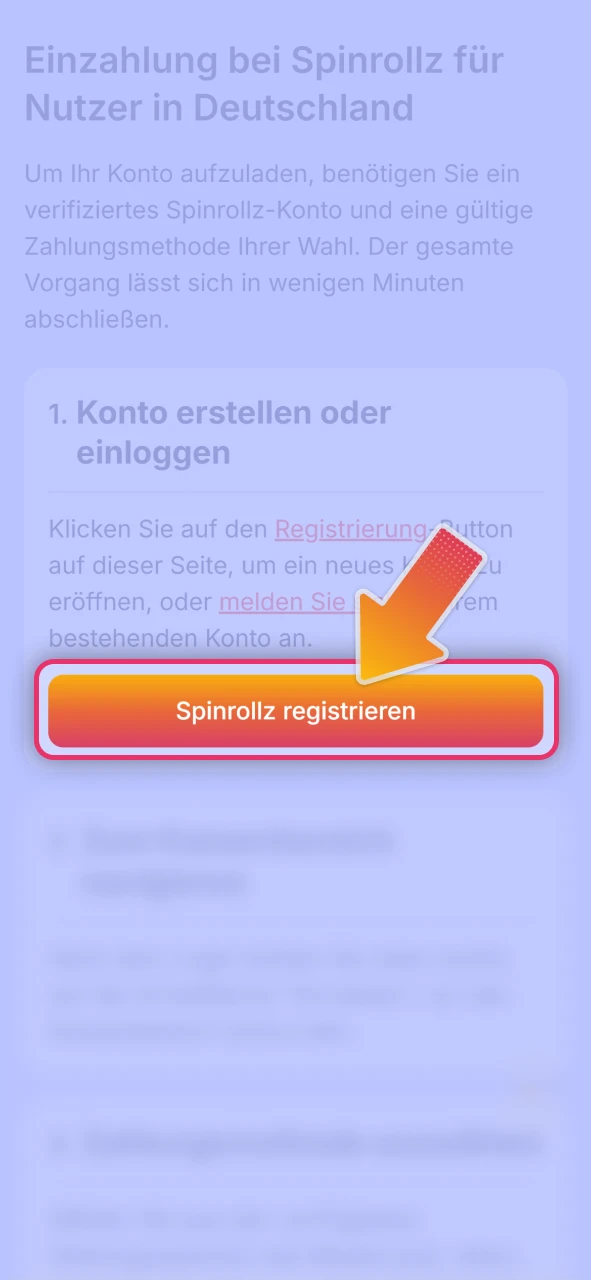 Melden Sie sich in Ihr Kundenkonto auf offizielle Spinrollz an.