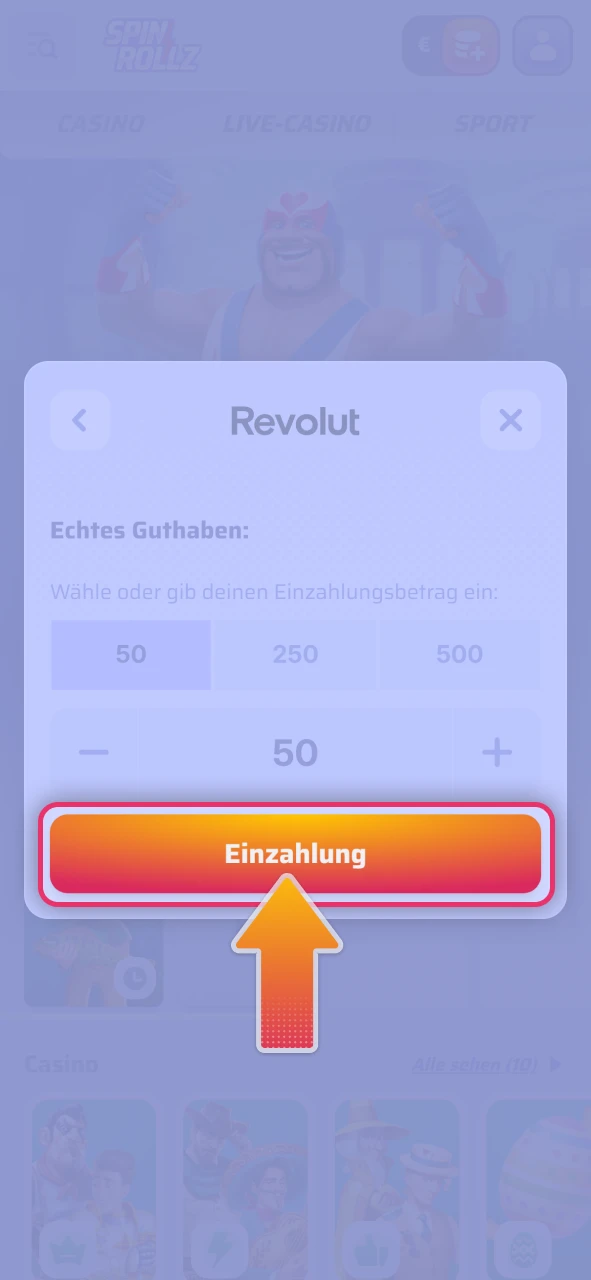 Laden Sie Ihr Guthaben für Slots auf der offizielle Spinrollz.